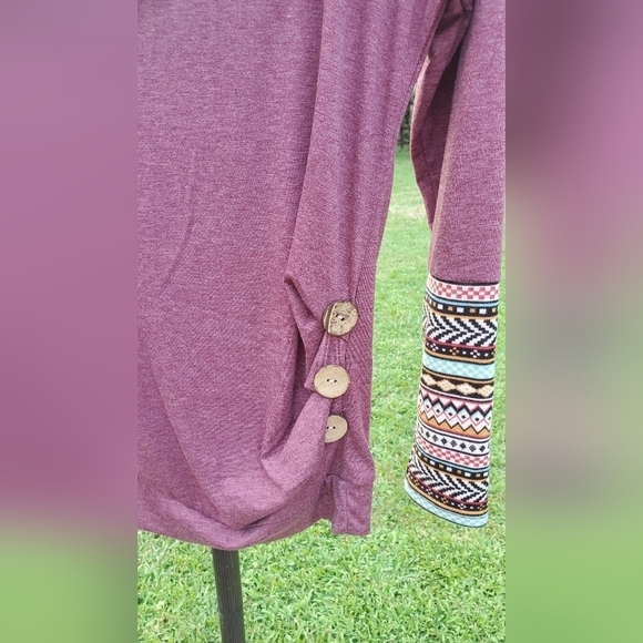 Fashion Sweatshirt  Women Long Sleeve Button Trim Blouse Printing long-sleeved S - Picture 2 of 6